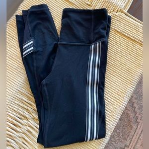 Athleta 25’’ Black Leggings with White stripes